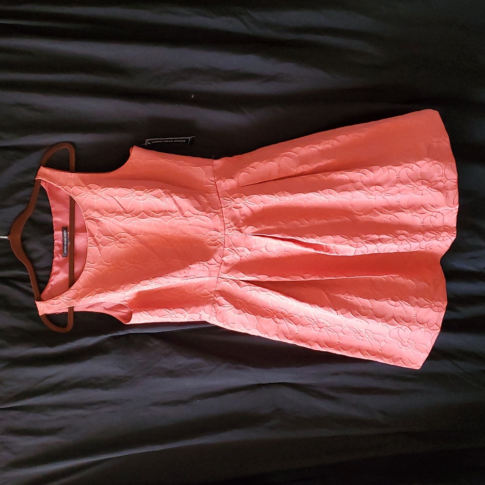 Coral Tapestry Box Pleat Dress